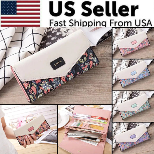 Mandotos chic women's leather clutch wallet and card holder with multiple card slots and sleek design.