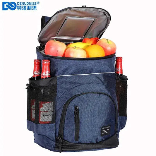 Mandotos ChillPack 33L travel cooler with insulated design, featuring a sturdy handle and compact shape for easy portability.