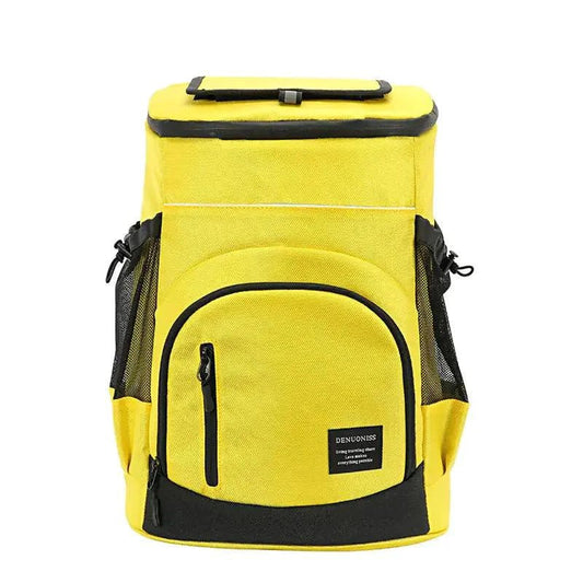 MANDOTOS ChillPack 33L travel cooler with insulated design, featuring a sturdy handle and compact shape for easy portability.