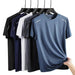 Mandotos men's quick dry running T-shirt, size M, breathable outdoor sports tee for hiking and fishing in summer.