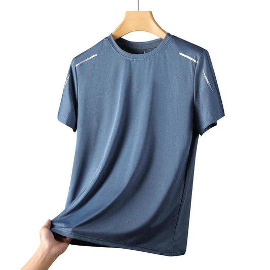Mandotos men's quick dry running T-shirt in size M, breathable outdoor sports tee for hiking, fishing, and summer activities.