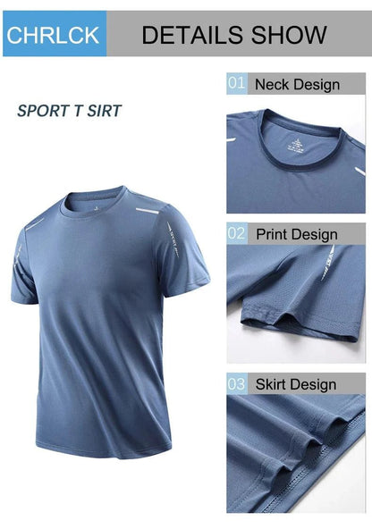 Mandotos men's quick dry running T-shirt in size M, breathable outdoor sports tee ideal for hiking, fishing, and summer activities.