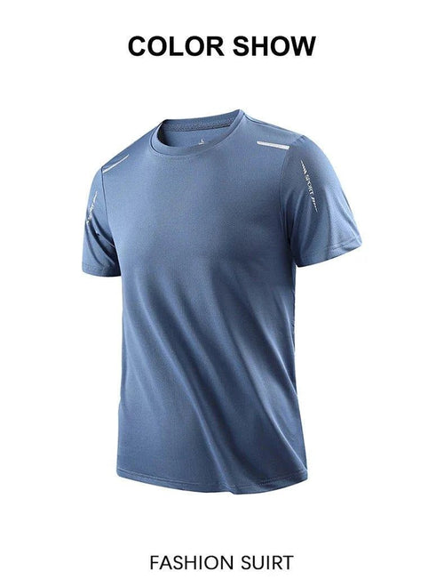 Mandotos men's quick dry running T-shirt, size M, breathable outdoor sports tee suitable for hiking and fishing in summer.