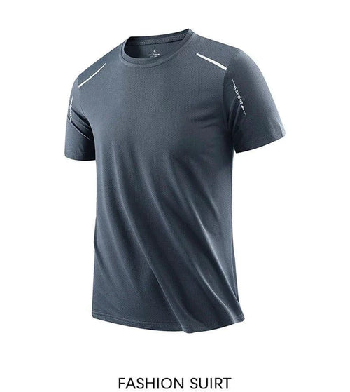 Mandotos men's quick dry running T-shirt in size M, breathable outdoor sports tee suitable for hiking and fishing activities.