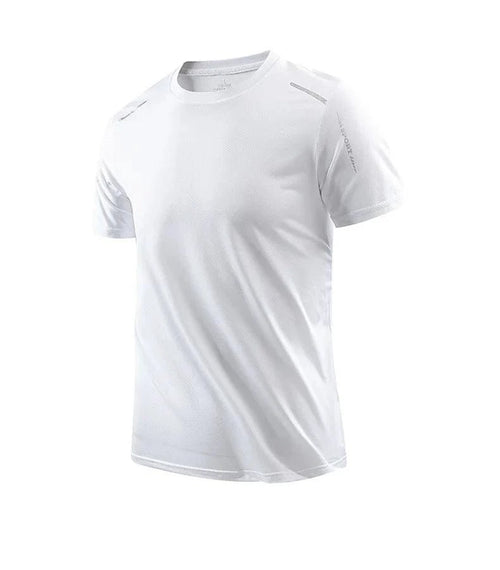 Mandotos men's quick dry running T-shirt, breathable outdoor sports tee, size M, ideal for hiking, fishing, and summer activities.