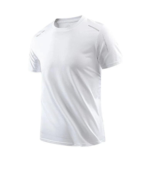 Mandotos men's quick dry running T-shirt, breathable outdoor sports tee, size M, ideal for hiking, fishing, and summer activities.