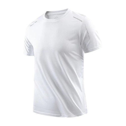 Mandotos men's quick dry running t-shirt in size M, breathable outdoor sports tee ideal for hiking, fishing, and summer activities.