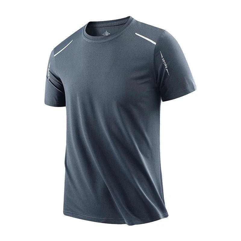 Mandotos men's quick dry running T-shirt in size M, breathable outdoor sports tee for hiking, fishing, and summer activities.