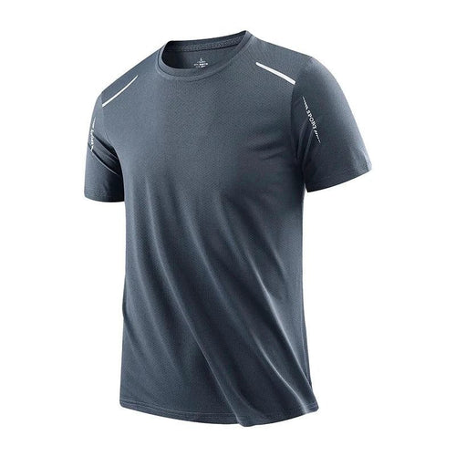 Mandotos men's quick dry running T-shirt in size M, breathable outdoor sports tee for hiking, fishing, and summer activities.