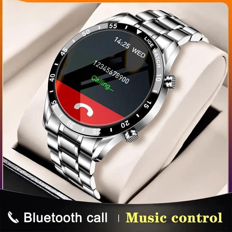 Mandotos Circle Elite Smart Watch showing digital display and sleek black band on a fitness tracker.