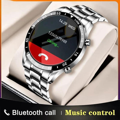 Mandotos Circle Elite Smart Watch showing digital display and sleek black band on a fitness tracker.