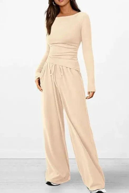 Mandotos City Comfort Asymmetrical Ensemble featuring stylish layered tops and comfortable trousers, perfect for casual wear.