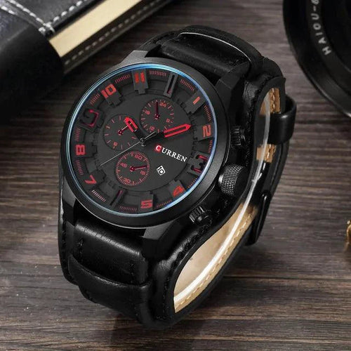 Mandotos classic gents leather watch with brown strap and round dial, stylish men's timepiece with silver accents.