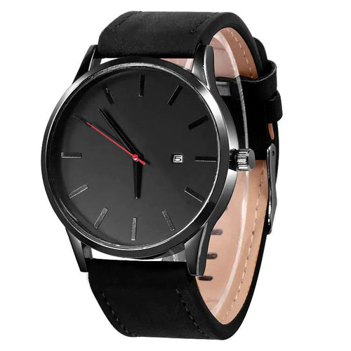 Mandotos Classic Leather Timepiece featuring a leather strap and round watch face with minimalist design.