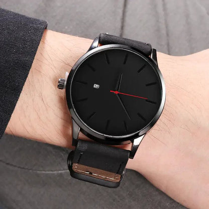 Mandotos classic leather timepiece with a round dial and leather strap, showcasing elegant watch design.