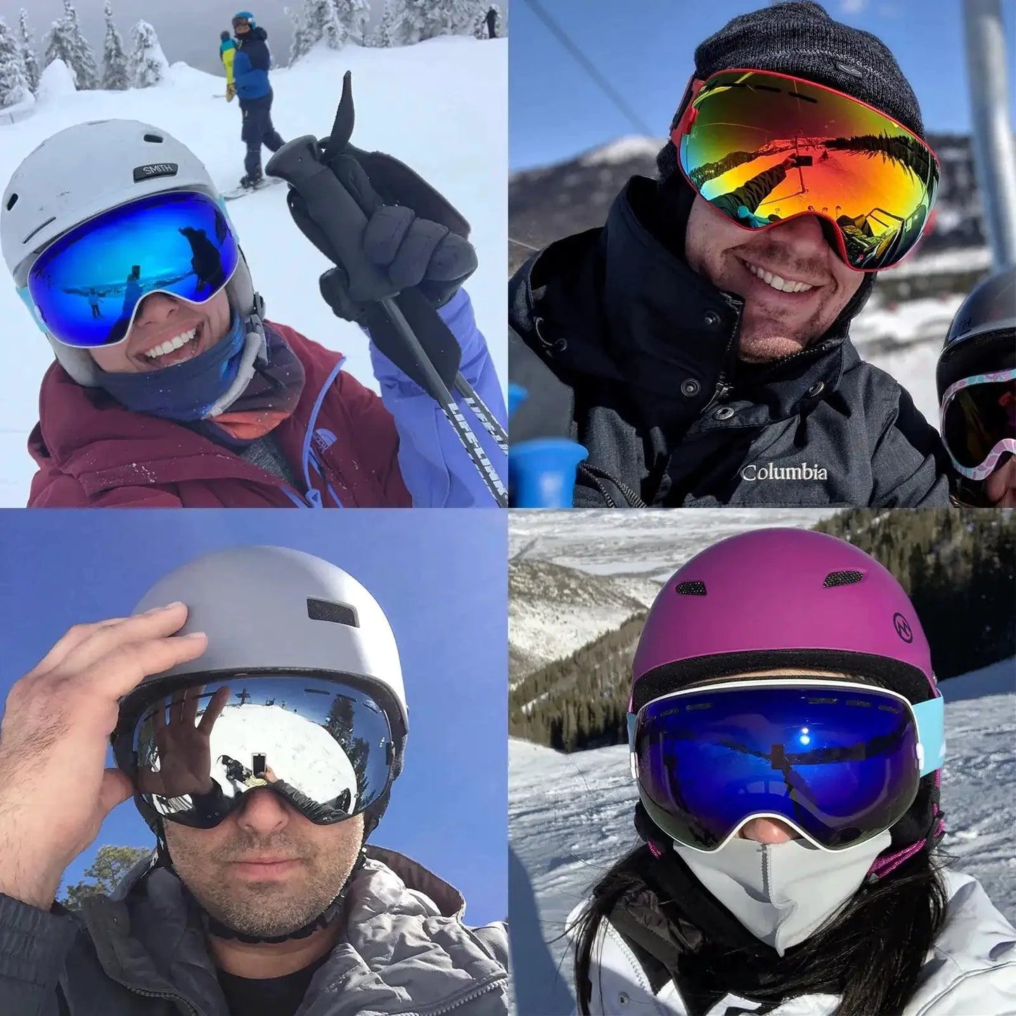 Mandotos ClearView anti-fog ski goggles with adjustable strap and tinted lens for clear vision on the slopes.