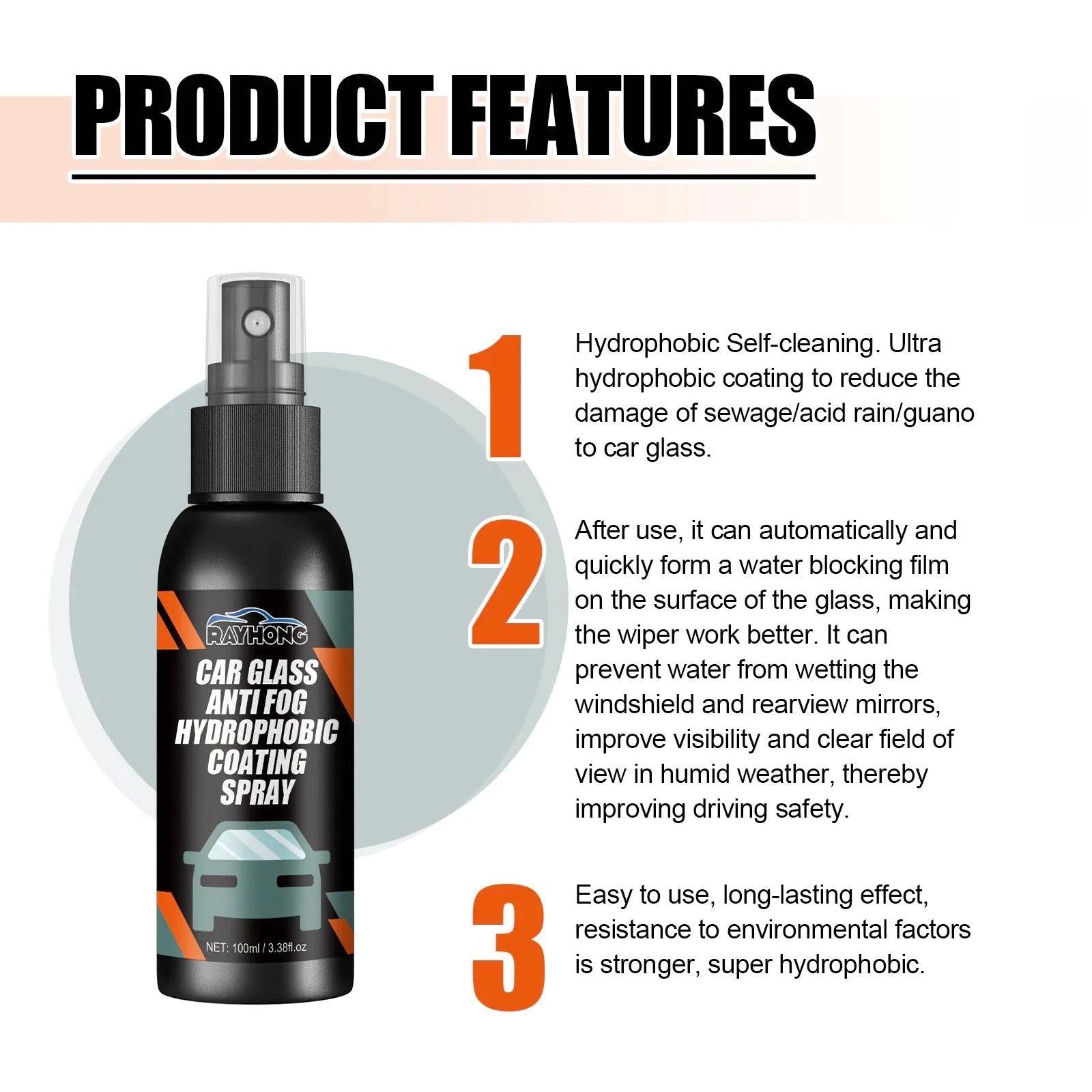 Mandotos ClearView auto glass repellent applied on a car windshield for enhanced visibility and rain resistance.