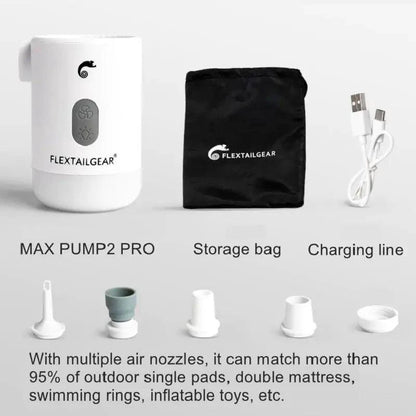 Mandotos compact electric air inflator with digital display and portable design for quick tire and inflatables inflation.