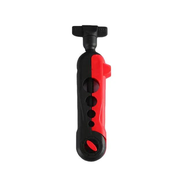 Mandotos compact fishing line spooler with handle and spool holder for easy line winding and storage.
