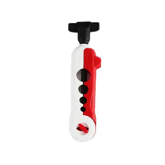 Mandotos compact fishing line spooler with adjustable clamps and handle for easy line spooling and storage.