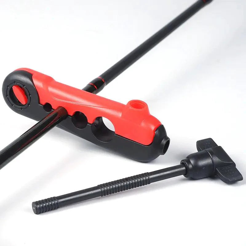 Mandotos Compact Fishing Line Spooler with handles, designed for easy spool winding and storage of fishing lines.