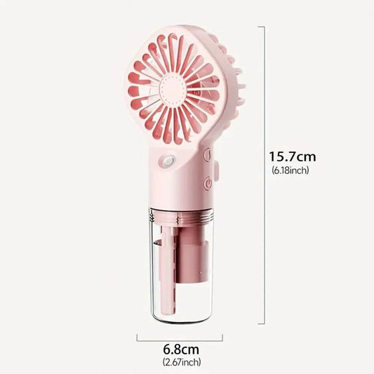 Mandotos Compact Hydrating Mist Fan showing a portable fan with misting feature, ideal for cooling and hydration on the go.
