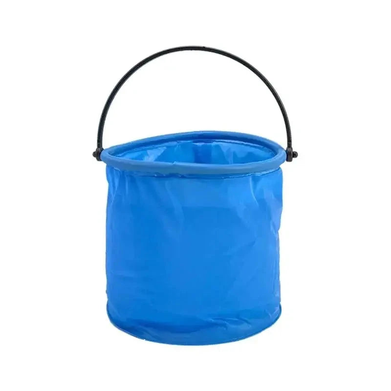 Mandotos Compact Seaside Bucket in bright blue with a handle, ideal for beach and outdoor play activities.