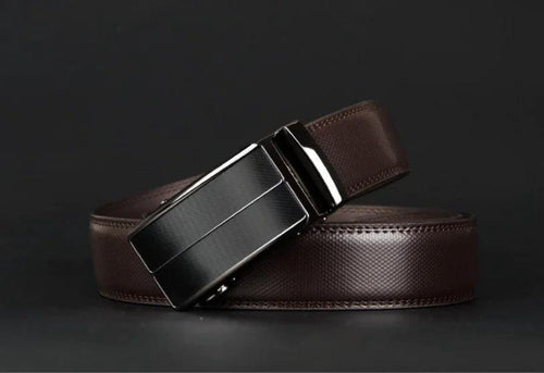 Contemporary MANDOTOS leather belt with sleek design and metal buckle, displayed on a neutral background.