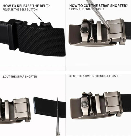 Mandotos contemporary leather belt with sleek design and adjustable buckle, showcasing high-quality brown leather strap.