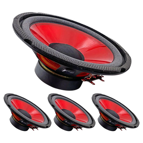 Mandotos CoreBass 6-inch 300W car subwoofer showing a black subwoofer with mounting brackets and wiring connections.