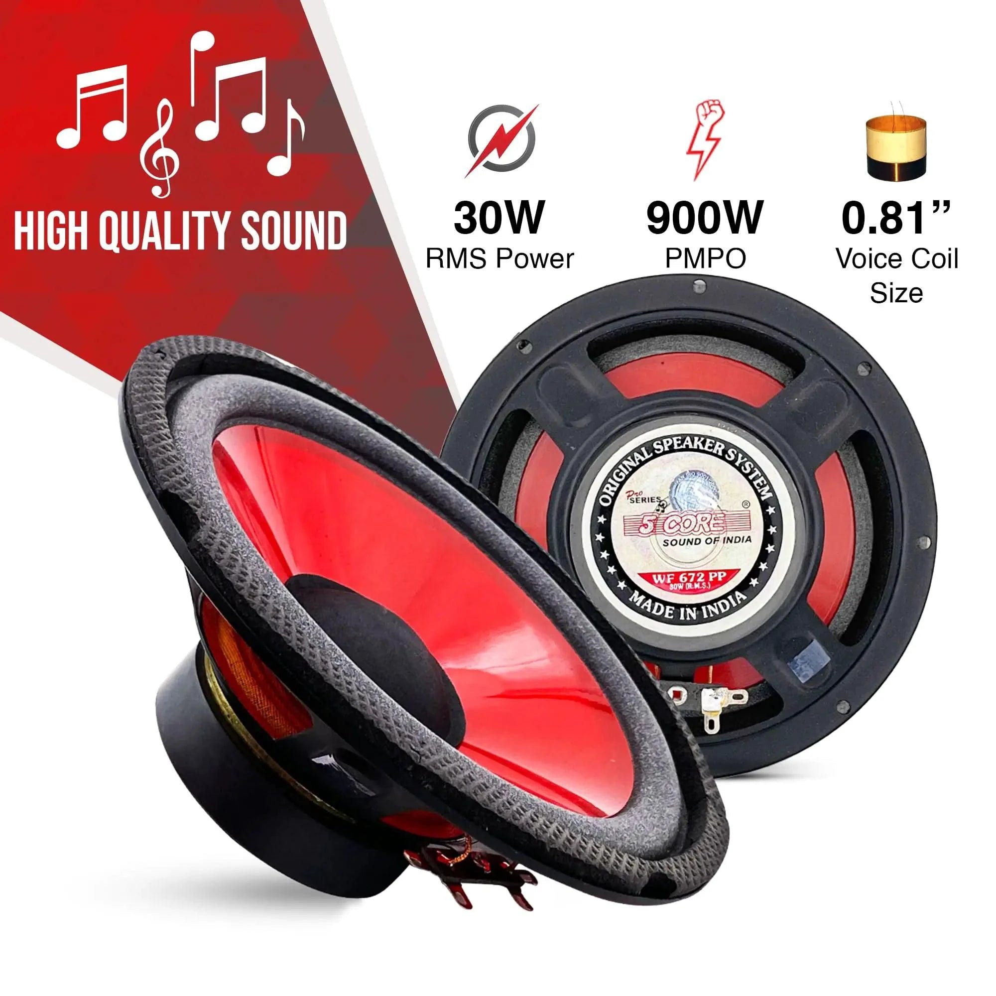 Mandotos CoreBass 6-inch 300W car subwoofer showing black speaker with mounting frame
