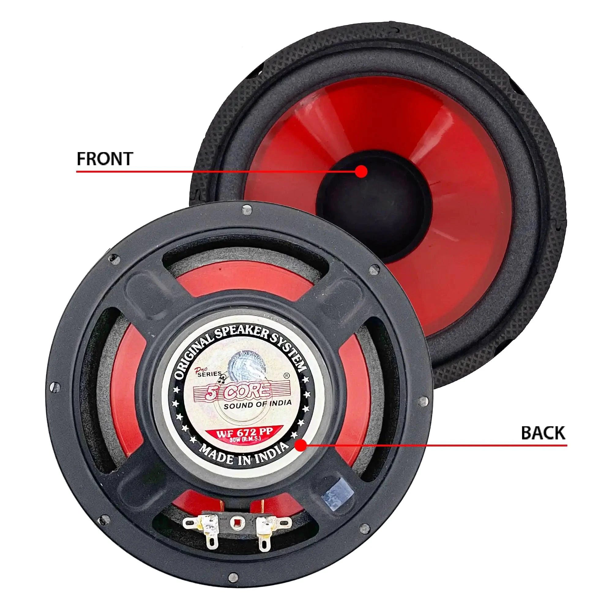 Mandotos CoreBass 6-inch 300W car subwoofer with black enclosure and metal grille for enhanced bass sound.