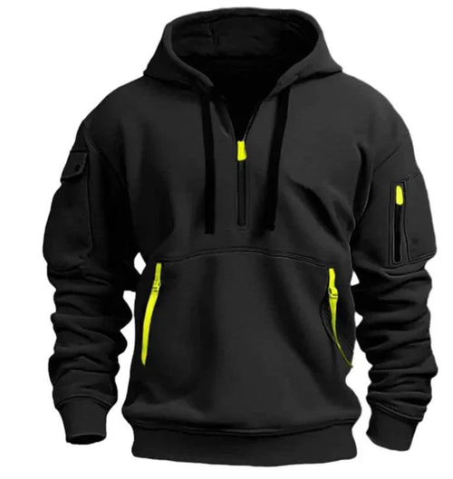 Mandotos cotton dropped shoulder hooded sweatshirt showing a relaxed fit and soft fabric in a casual style.
