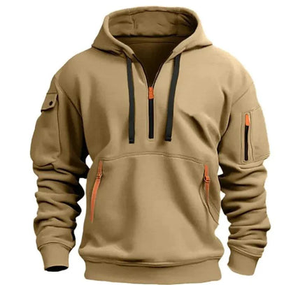 Mandotos cotton dropped shoulder hooded sweatshirt with relaxed fit and ribbed cuffs, casual style for everyday wear.