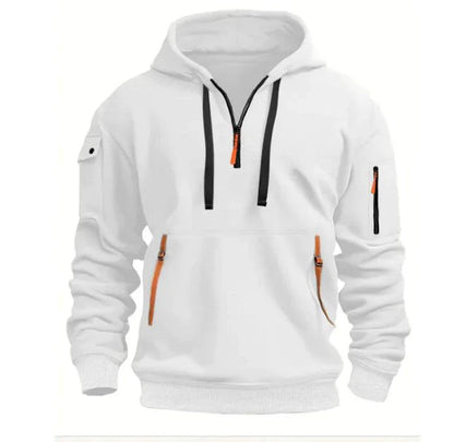 Mandotos cotton dropped shoulder hooded sweatshirt with a relaxed fit and front pocket, casual and comfortable for everyday wear.