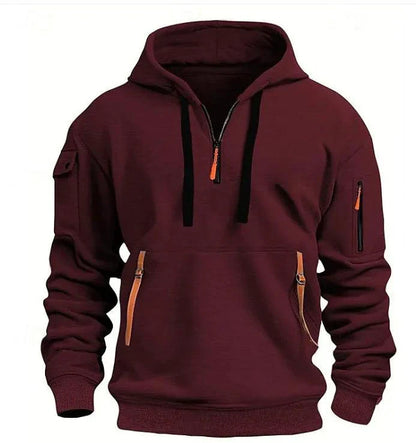 Mandotos cotton dropped shoulder hooded sweatshirt with relaxed fit and front pocket, casual and comfortable for everyday wear.