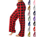 Mandotos cozy buffalo plaid cotton pajama pants with elastic waistband, featuring red and black checkered pattern for comfortable loungewear.