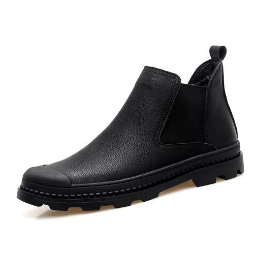Mandotos Cozy Leather Footwear showcasing stylish brown leather shoes with stitching detail and comfortable design.