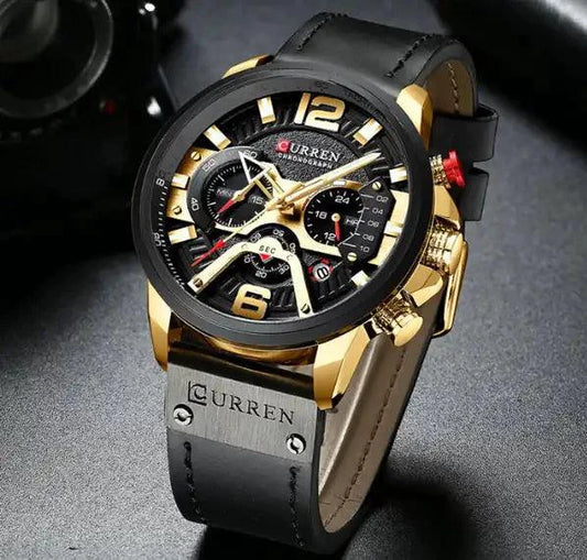 Mandotos Curren Chono 2022 Lux Watch with stainless steel band and black dial, showcasing a modern, stylish design.