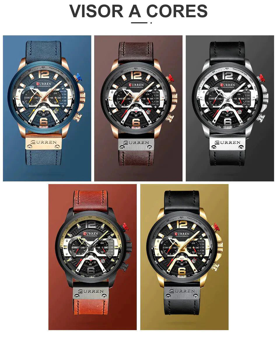 Mandotos Curren Chono 2022 Lux-Watch with sleek black dial, silver case, and metal strap, showcasing modern luxury style.