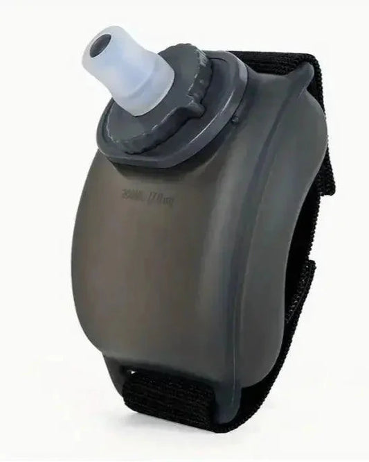 Mandotos cycling wrist water bottle worn on wrist, portable hydration accessory for cyclists with adjustable strap and water reservoir