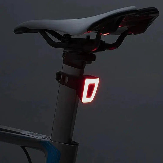 Mandotos Cyclist's Beacon USB rechargeable waterproof bike light mounted on a bicycle for visibility and safety during rides.
