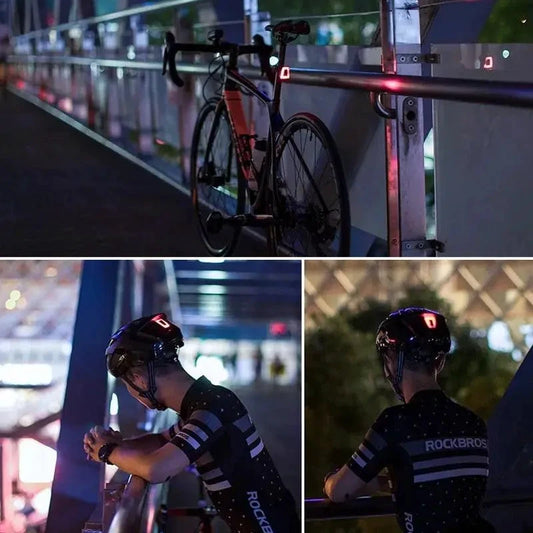 Mandotos cyclist's beacon USB rechargeable waterproof bike light mounted on a bicycle for visibility and safety.