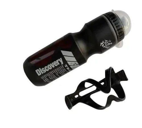 Mandotos cyclist's hydration flask with a black cap and clear body, designed for easy hydration during bike rides.