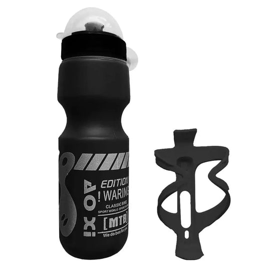 Mandotos cyclist's hydration flask in black with ergonomic design, ideal for outdoor biking and hydration on the go.