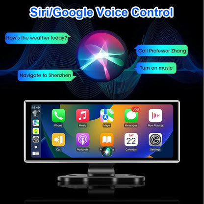 MANDOTOS dash cam 10.11.26-inch with 4K resolution and GPS, front view showing camera lens and screen display