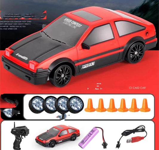 Mandotos 2.4G 4WD RC Drift Car GTR AE86 model remote control racing toy for children and Christmas gifts.