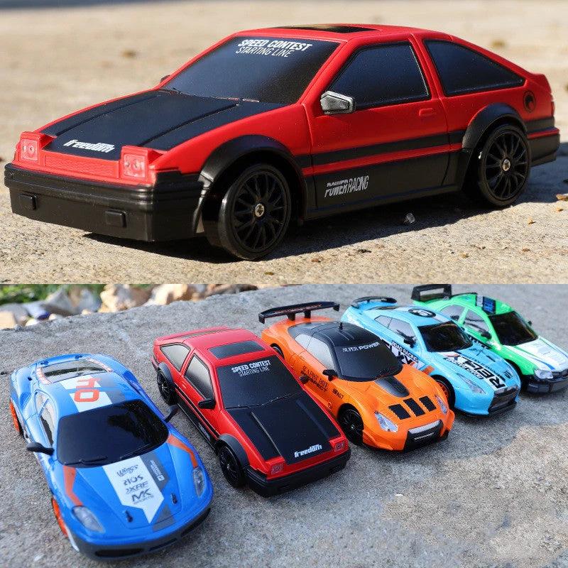 Mandotos 2.4G 4WD RC Drift Car GTR AE86 model toy remote control car for children, suitable for racing and outdoor play.