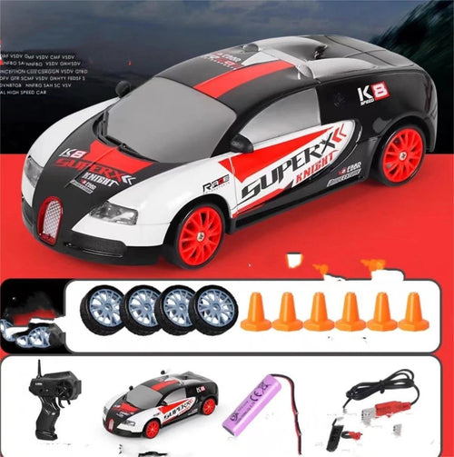 Mandotos 2.4G 4WD RC Drift Car GTR AE86 model toy for children, remote control racing car with realistic design and vibrant colors.