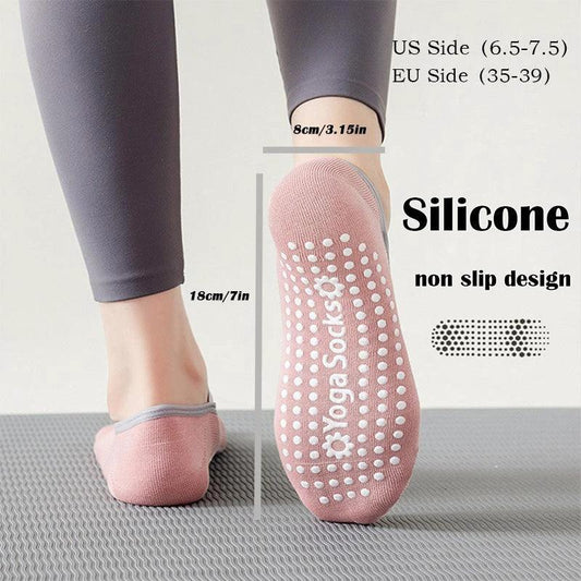 Mandotos women's yoga socks with non-slip grips, straps for balance, ideal for Pilates, Barre, ballet, dance, and barefoot workouts.